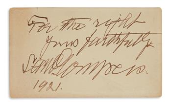 (LABOR.) JOHN L. LEWIS; AND SAMUEL GOMPERS. Two items, each Signed by one.